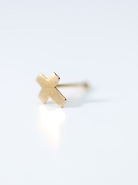 9kt.Gold Mini cross Nose Piercing 22 gauge Nose Piercing New